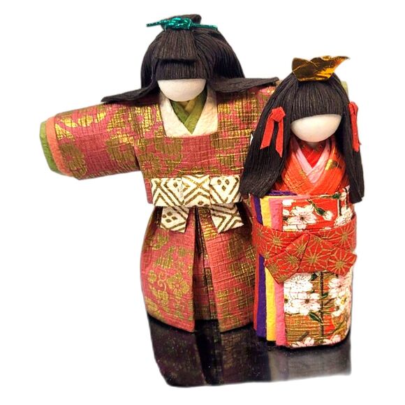 Japanese Miyasama Washi Paper Dolls Origami Traditional Vintage Asian Kimono Art - Picture 2 of 5
